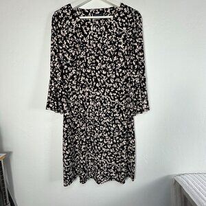 Tommy Hilfiger Womens Black White Floral Bell Sleeve Shift Dress Size 10 New $99